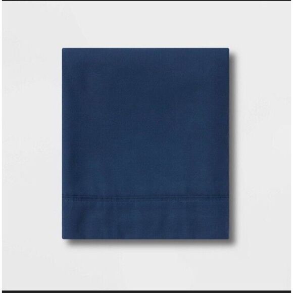 Threshold Blue Bed Flat Top Sheet - Picture 5 of 5
